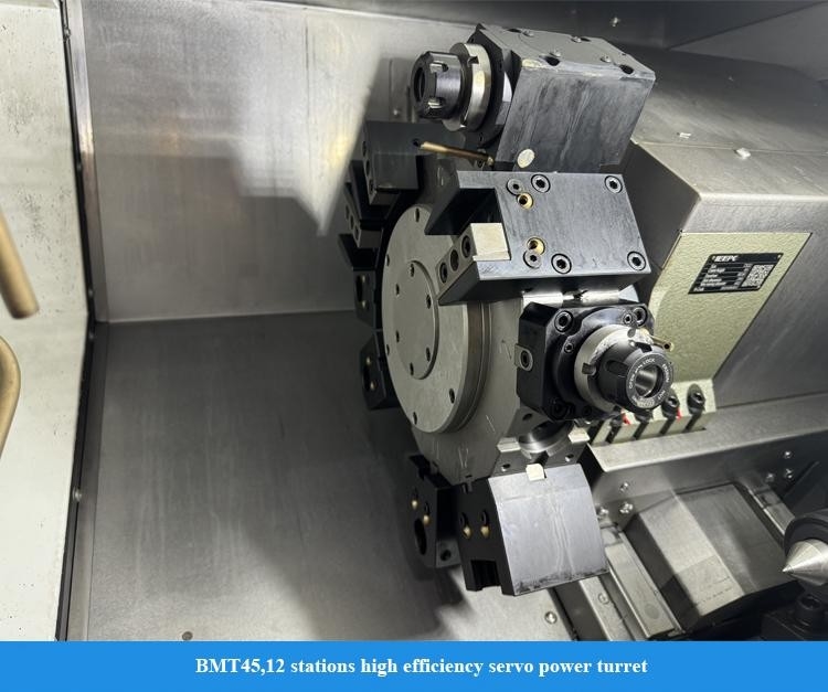 Οριζόντιο κέντρο στροφής CNC HTC30Hm BMT55 12 σταθμών Power Turret Servo Tailstock Κέντρο στροφής με άξονα Y